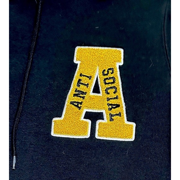 Eighty Eight Hoodie Anti Social Leave Me‎ Alone Graphic Black Size Small - Picture 3 of 7